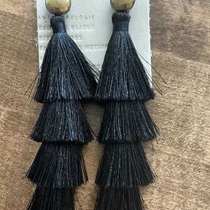 Anthropologie Black Tassel Earrings